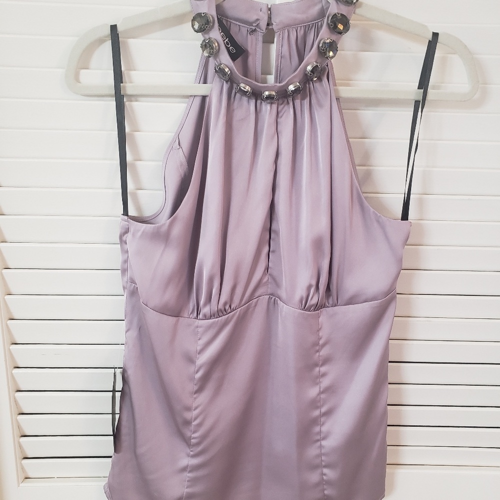 Bebe embellished corset blouse. Magnolia frost